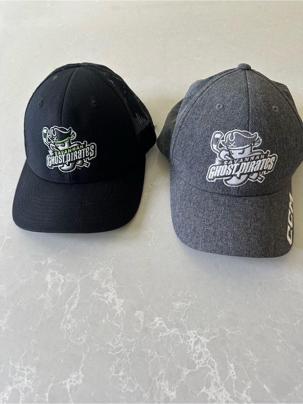 Savannah Ghost Pirates Logo Baseball Hats - Black & Gray